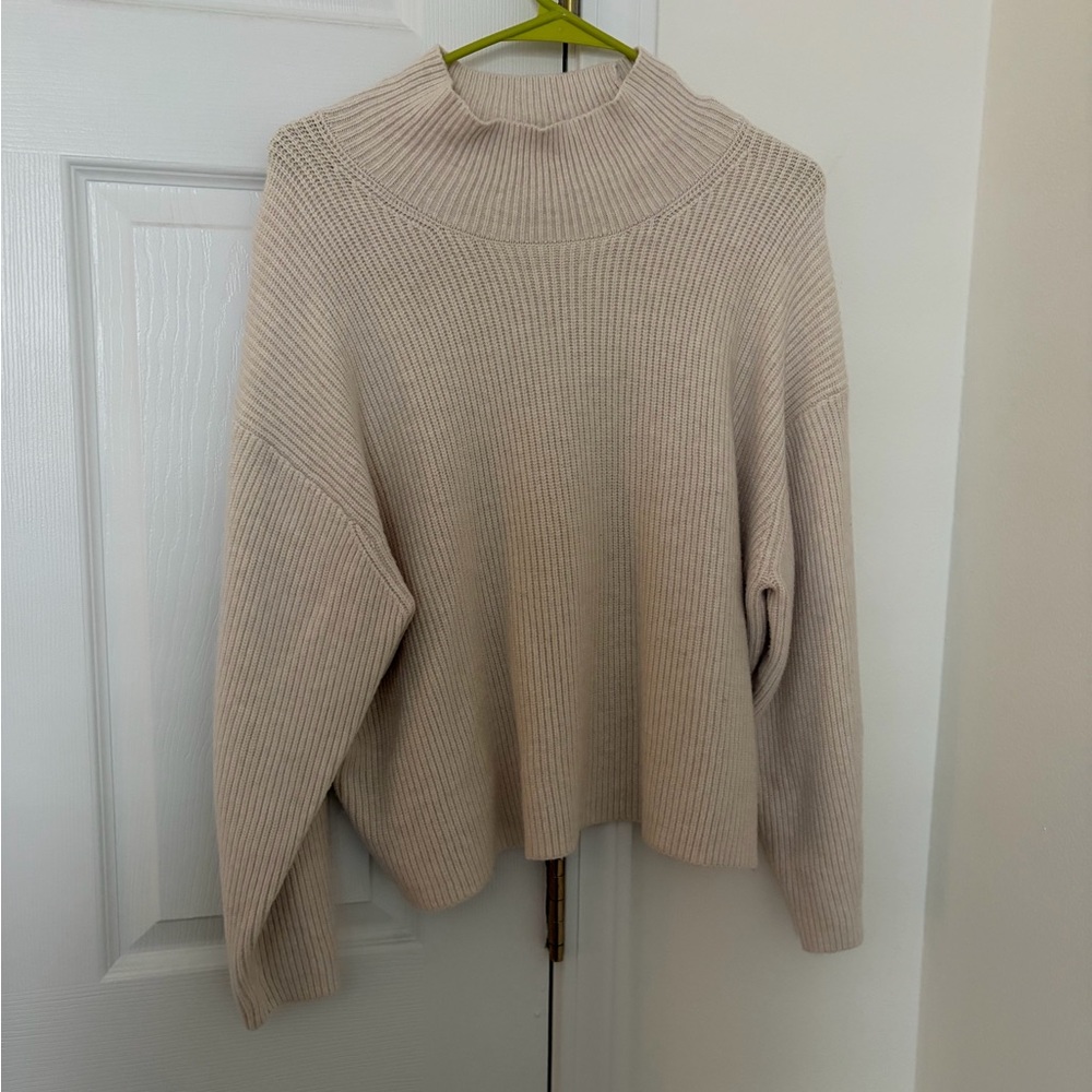 a new day Cream Ribbed Mock Neck Sweater